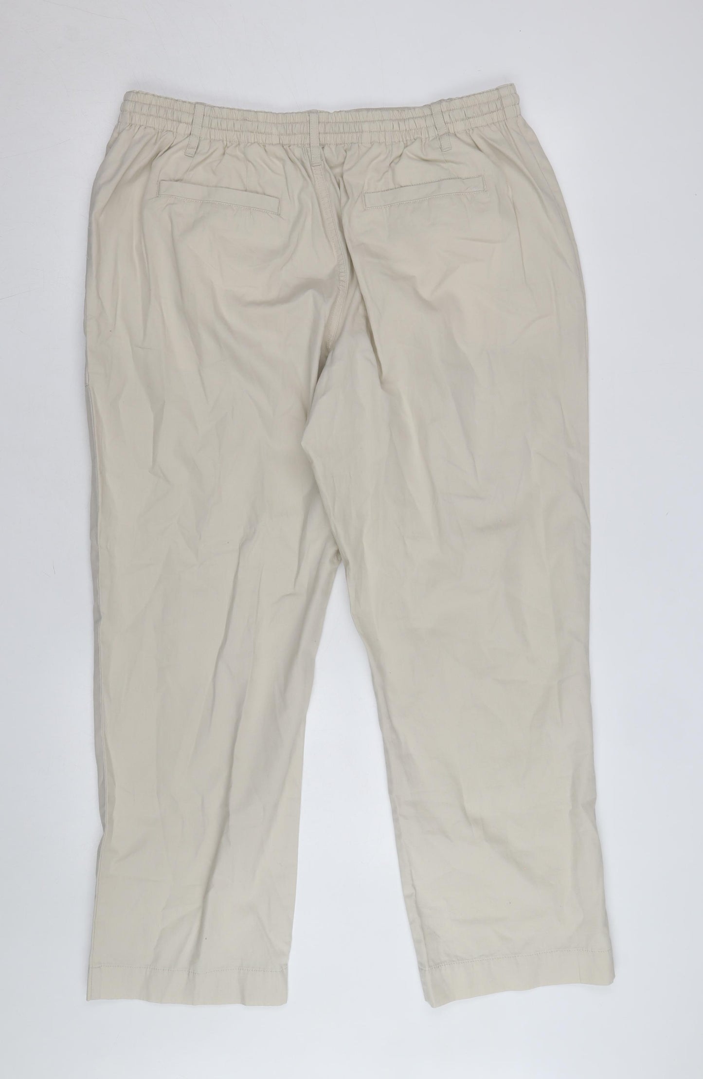 Cotton Traders Men Beige Drawstring Cotton Casual Trousers L