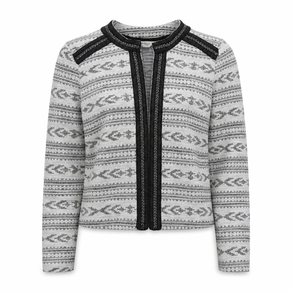 Miss Selfridge Women Grey Beaded Knit Cardigan Size 8