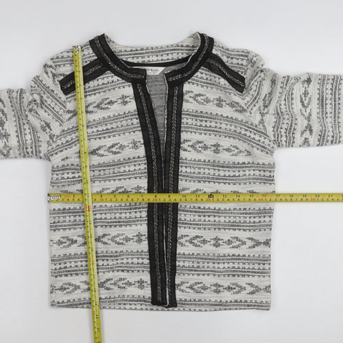 Miss Selfridge Women Grey Beaded Knit Cardigan Size 8