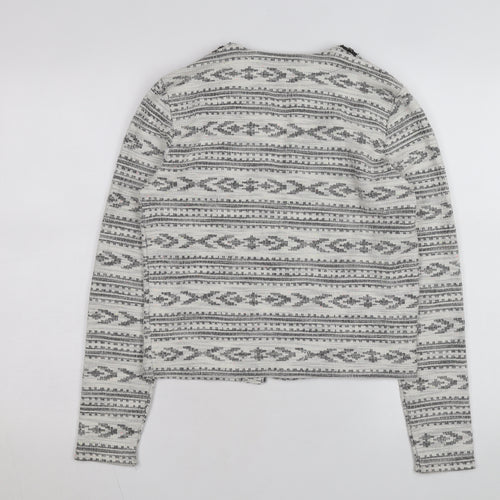 Miss Selfridge Women Grey Beaded Knit Cardigan Size 8