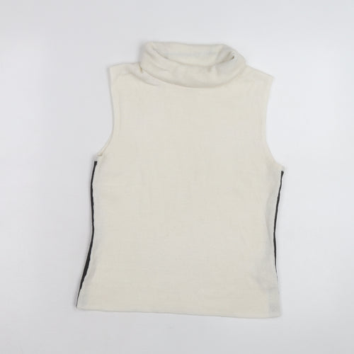 Cleo Petites Womens Ivory Sleeveless Roll Neck Knit Jumper S