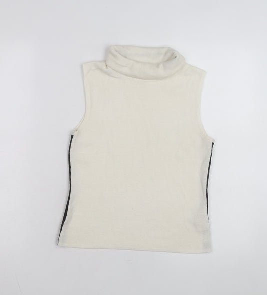 Cleo Petites Womens Ivory Sleeveless Roll Neck Knit Jumper S