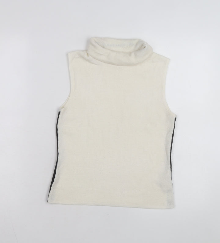 Cleo Petites Womens Ivory Sleeveless Roll Neck Knit Jumper S