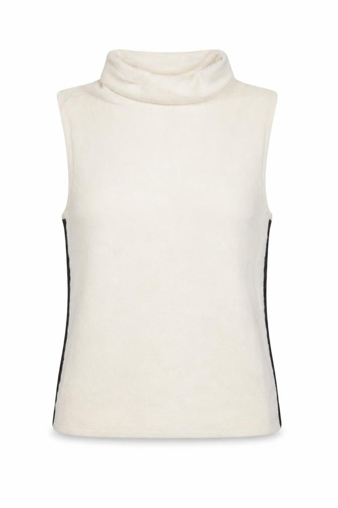 Front view of Cleo Petites women’s ivory sleeveless roll neck knit jumper s