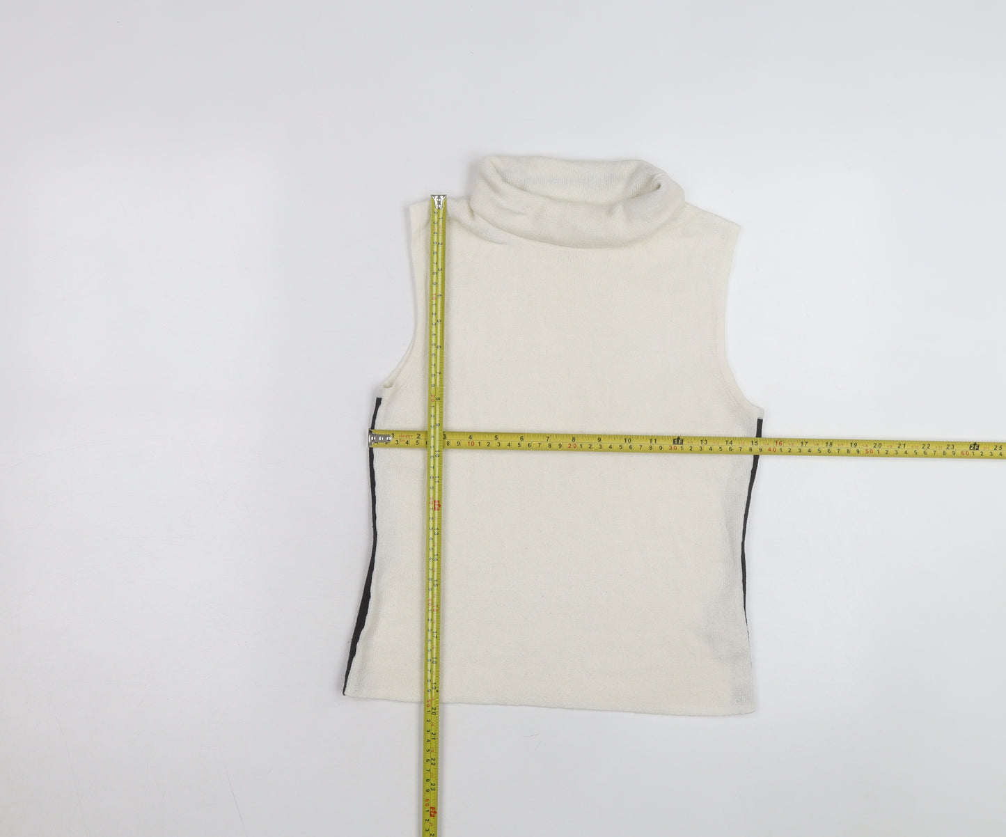 Cleo Petites Womens Ivory Sleeveless Roll Neck Knit Jumper S