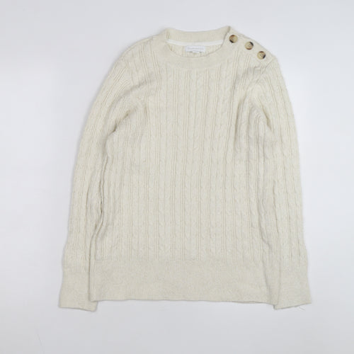 Charter Club Womens Ivory Cable-Knit Pullover Jumper L