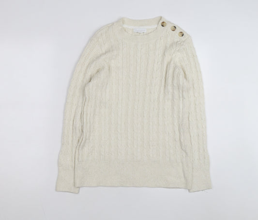 Charter Club Womens Ivory Cable-Knit Pullover Jumper L