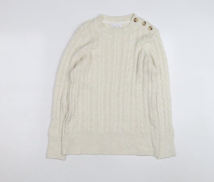 Charter Club Womens Ivory Cable-Knit Pullover Jumper L