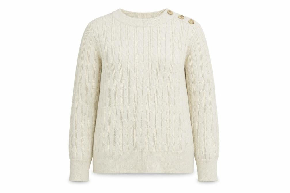 Front view of Charter Club women’s ivory cable-knit jumper l