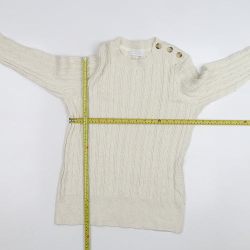 Charter Club Womens Ivory Cable-Knit Pullover Jumper L