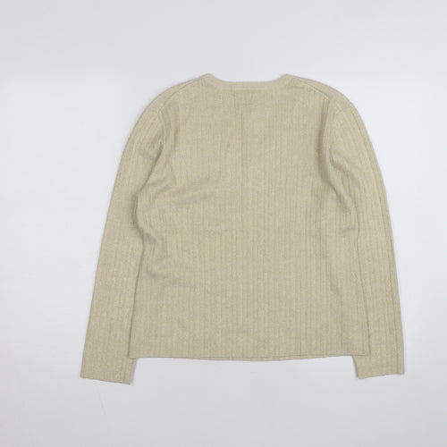 Chico's Women's Beige V-Neck Silk Blend Long Sleeve Jumper Size 14