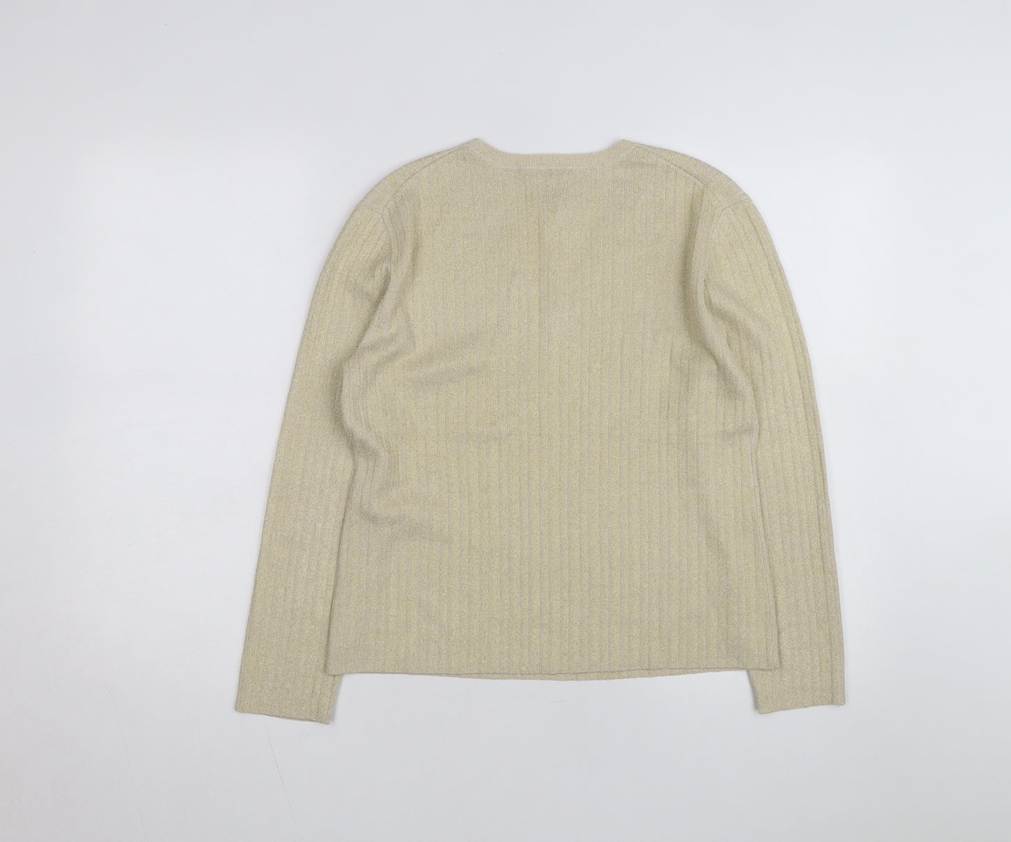 Chico's Women's Beige V-Neck Silk Blend Long Sleeve Jumper Size 14