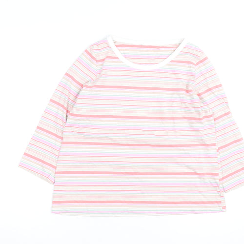 Marks and Spencer Womens Multicoloured Striped Cotton Long Sleeve T-Shirt UK 14