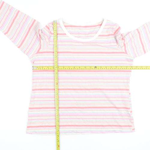 Marks and Spencer Womens Multicoloured Striped Cotton Long Sleeve T-Shirt UK 14