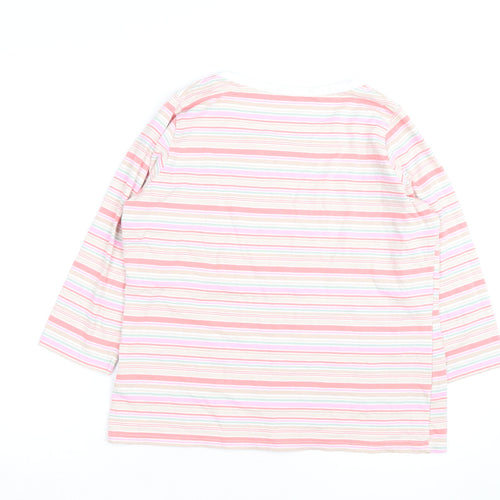 Marks and Spencer Womens Multicoloured Striped Cotton Long Sleeve T-Shirt UK 14