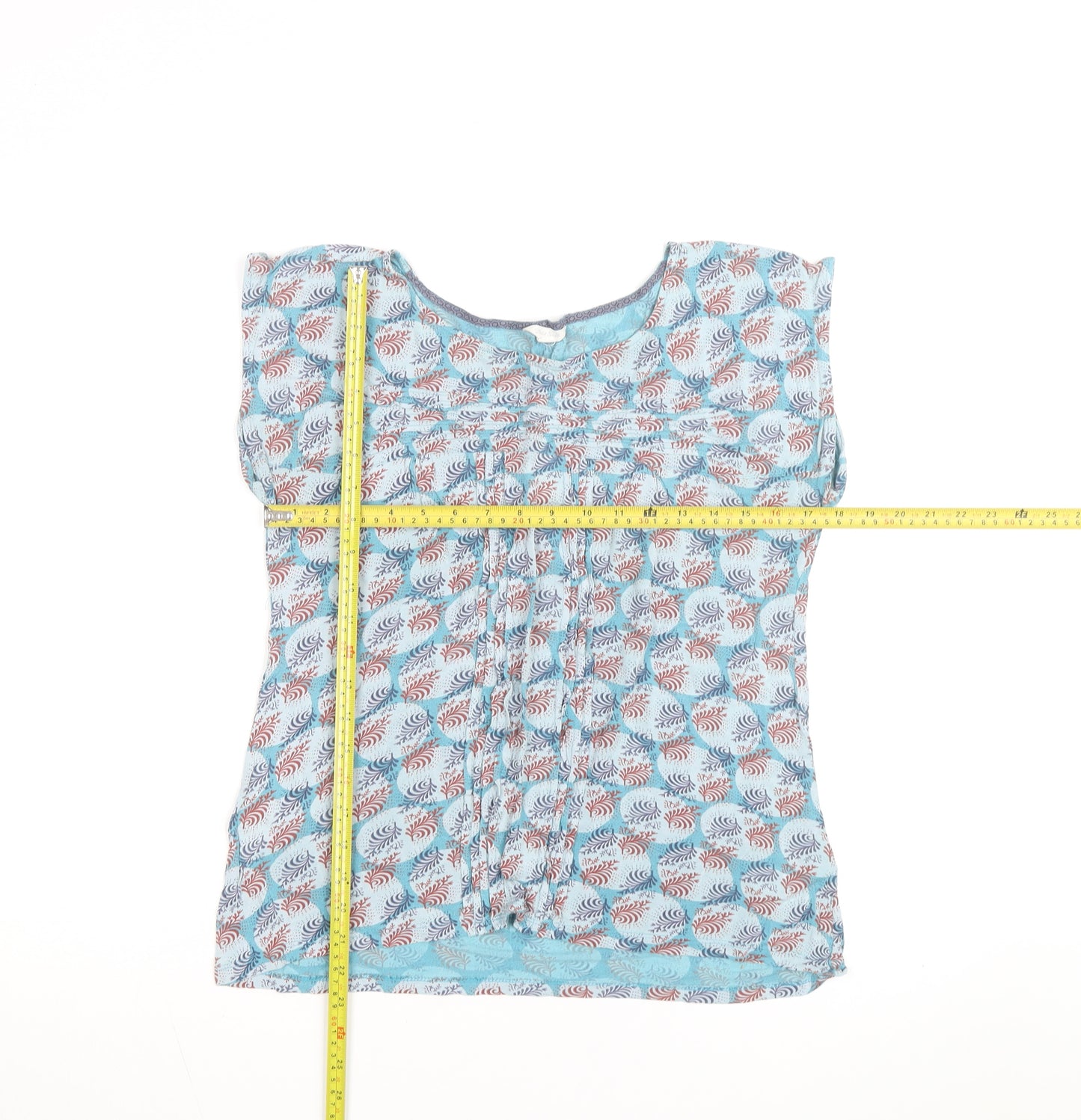 White Stuff Womens Blue Floral Tunic Blouse Size 12 Short Sleeve