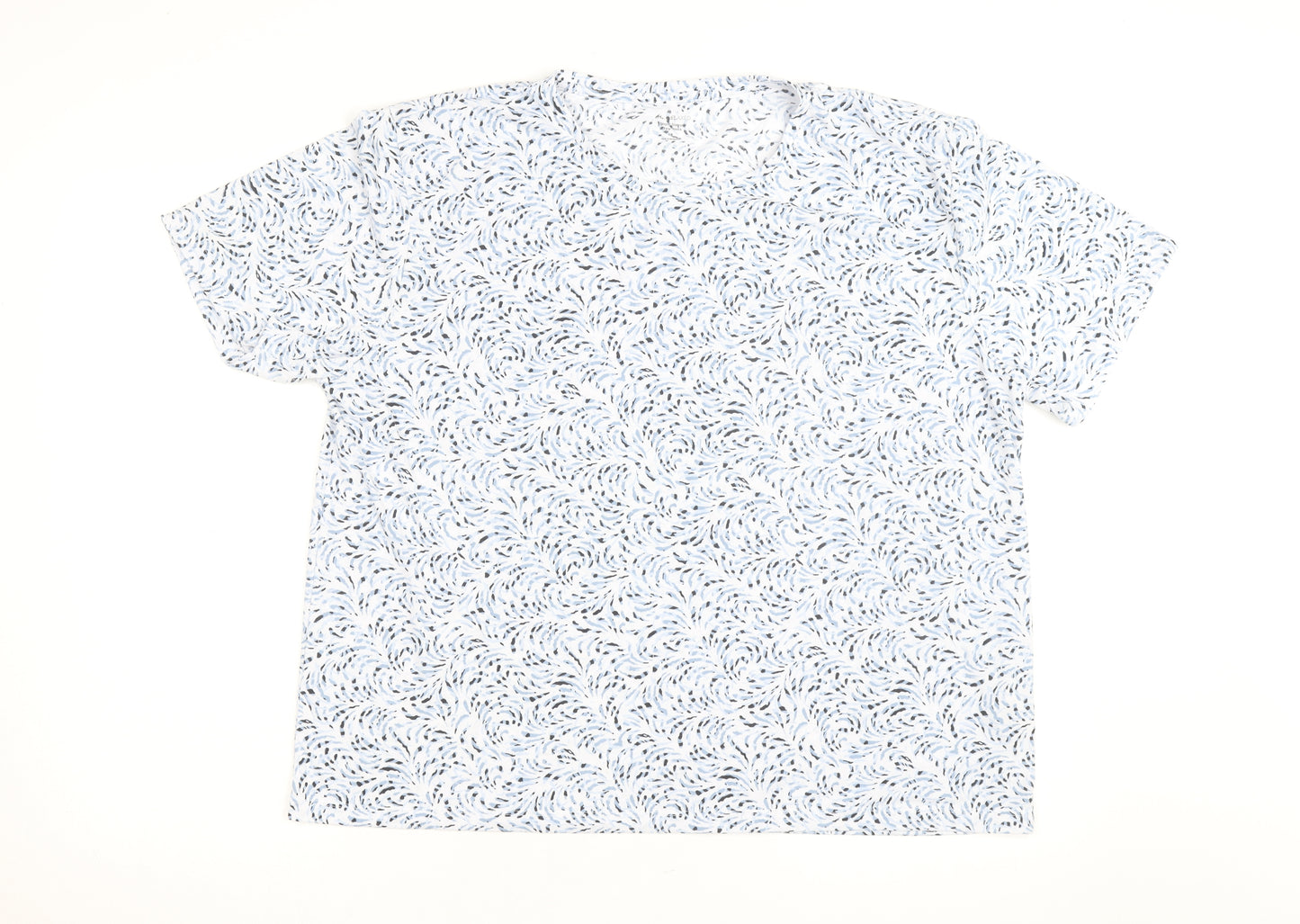 Marks and Spencer Women Blue Floral Short Sleeve Cotton T-Shirt Size 18