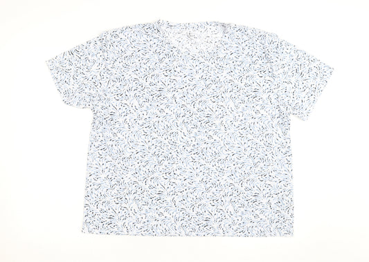 Marks and Spencer Women Blue Floral Short Sleeve Cotton T-Shirt Size 18