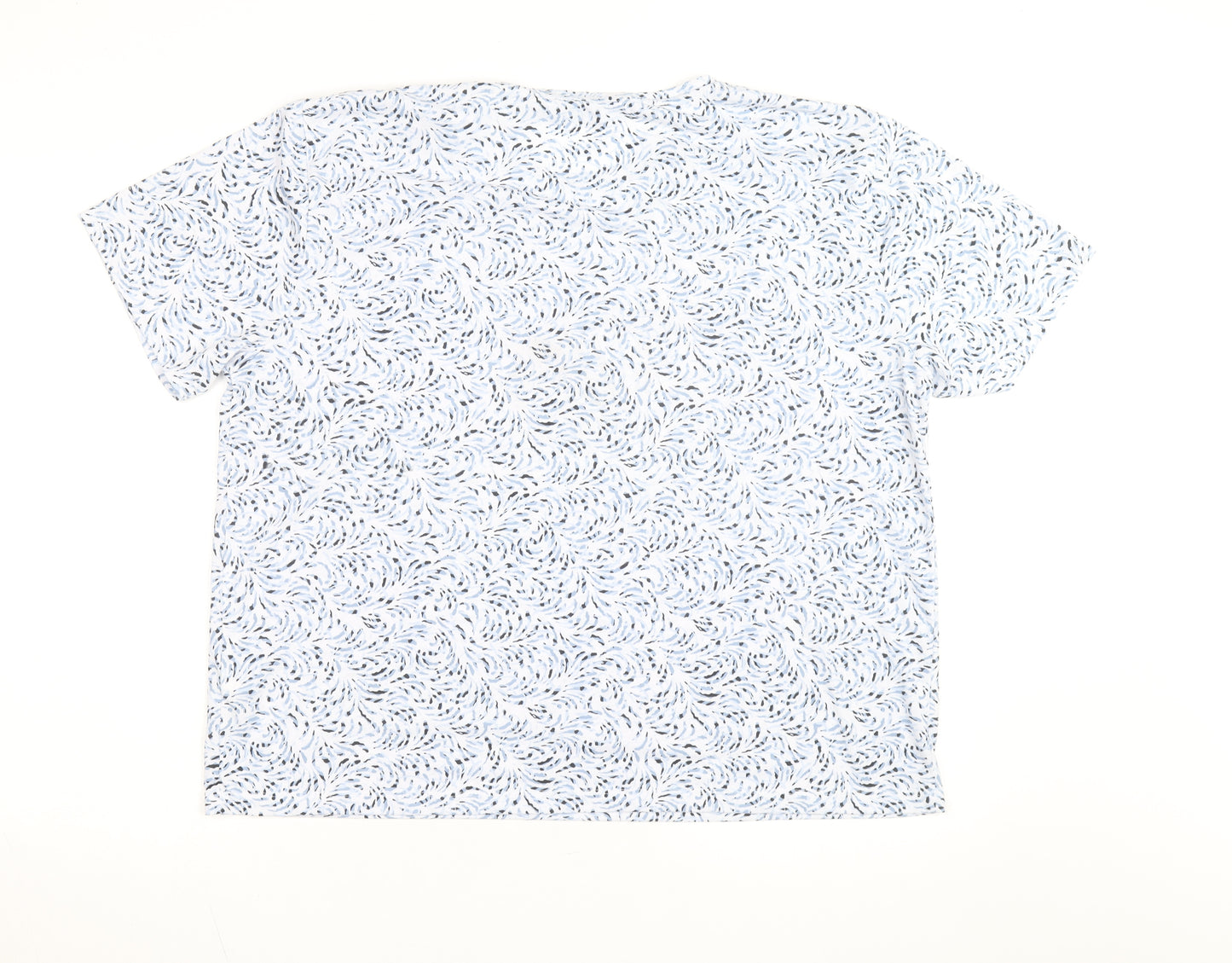 Marks and Spencer Women Blue Floral Short Sleeve Cotton T-Shirt Size 18