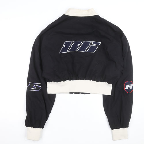 PrettyLittleThing Women’s Black Cropped Racer Bomber Jacket Size S