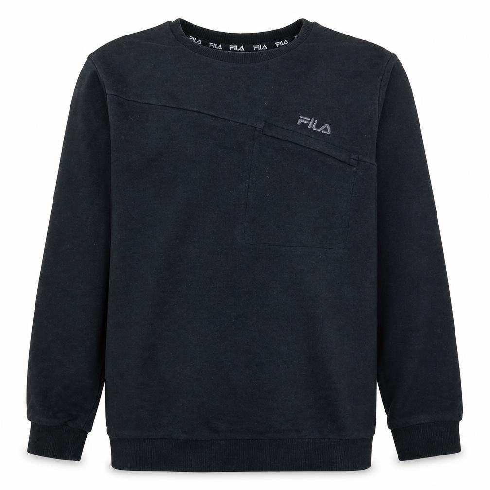 Front view of Fila Men's Black Crew Neck Pullover Sweatshirt M