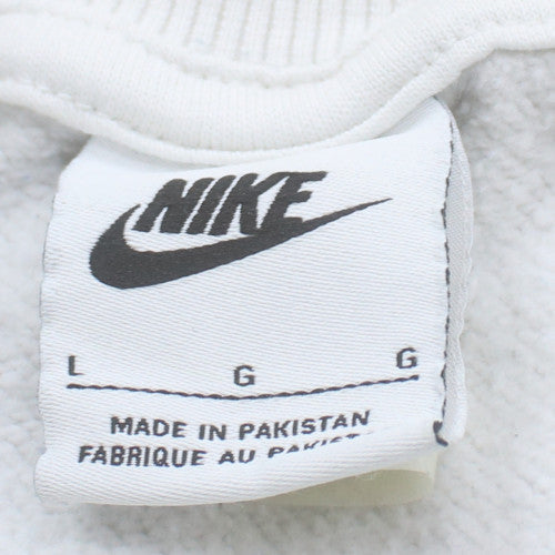 Nike Men's White Pullover Crew Neck Fleece Sweatshirt Size L