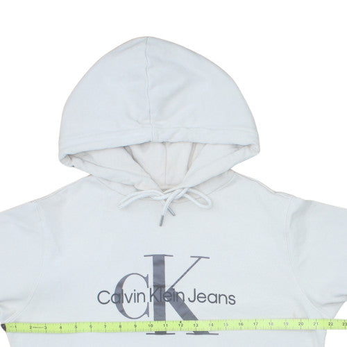 Calvin Klein Jeans Men's White L Pullover Hoodie with Logo