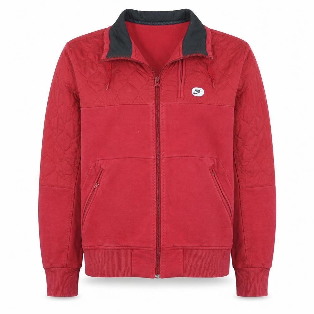 Front view of Nike Men's Red Full Zip Quilted Sweatshirt, size M