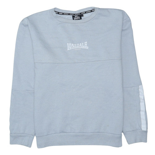 Lonsdale Men's Grey Pullover Sweatshirt M Regular Fit Logo Fleece