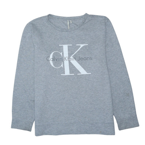 Calvin Klein Jeans Men's Grey Logo Pullover Sweatshirt M