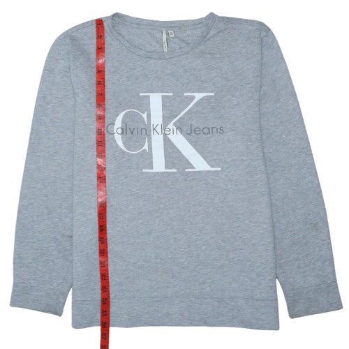 Calvin Klein Jeans Men's Grey Logo Pullover Sweatshirt M