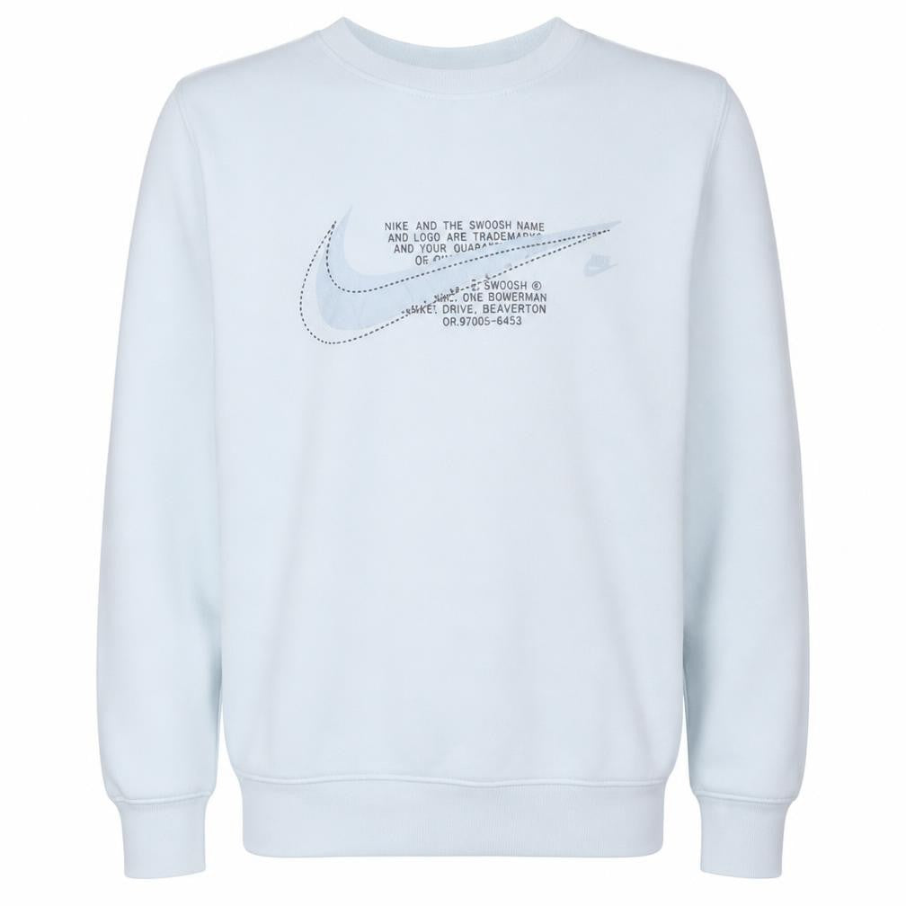 Front view of Nike Men's White Graphic Pullover Sweatshirt M Regular Fit