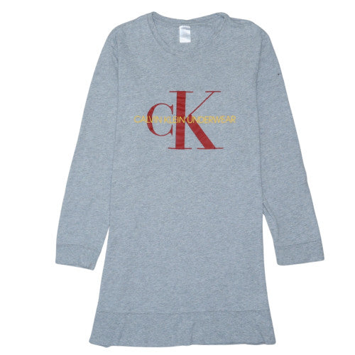 Calvin Klein Men Grey Long Sleeve Crew Neck Cotton Top S