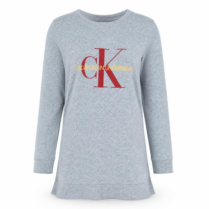 Calvin Klein Men Grey Long Sleeve Crew Neck Cotton Top S