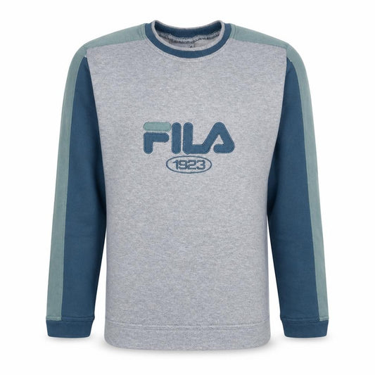 Front view of Fila Men's Grey Pullover Sweatshirt M Embroidered Logo Retro Fleece