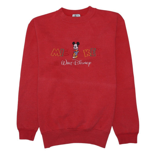 Disney Men's Red Mickey Mouse Embroidered Pullover Sweatshirt M