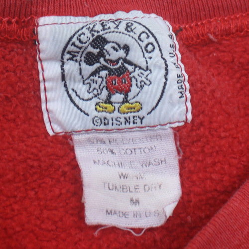 Disney Men's Red Mickey Mouse Embroidered Pullover Sweatshirt M