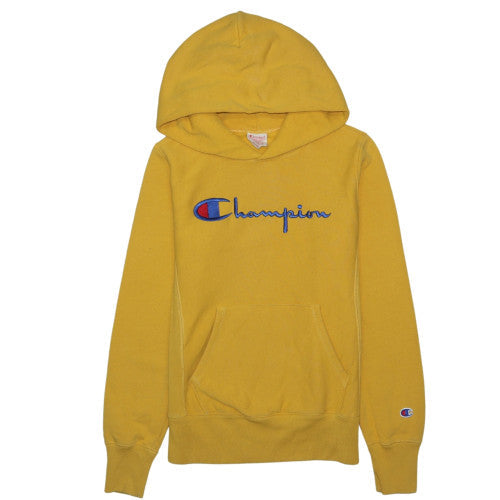 Champion Men's Yellow Small Pullover Hoodie Reverse Weave Cotton Blend