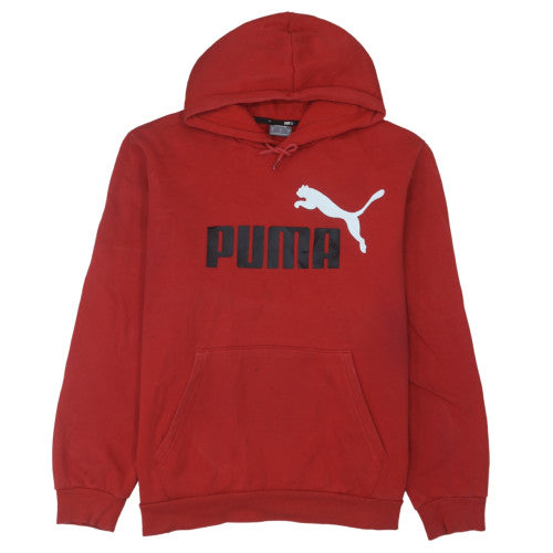 Puma Men's Red Pullover Hoodie L Sports Fleece Logo Sweatshirt
