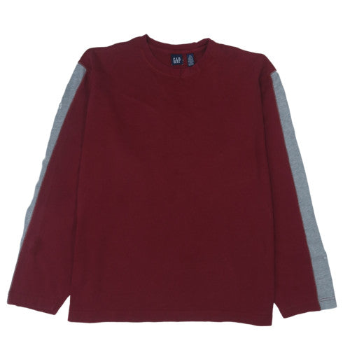 GAP Men’s Red Long Sleeve Cotton Colourblock Top XL