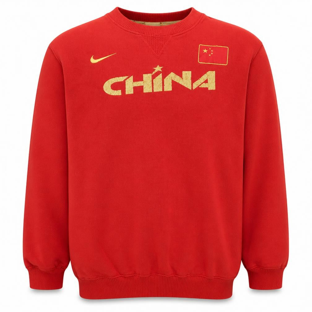 Front view of Nike men’s red china graphic crew neck 2xl sweatshirt