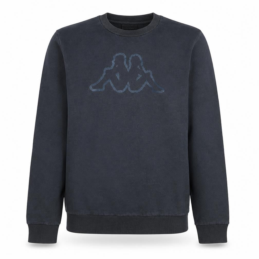Front view of Kappa Men's Black Large Crew Neck Fleece Logo Sweatshirt