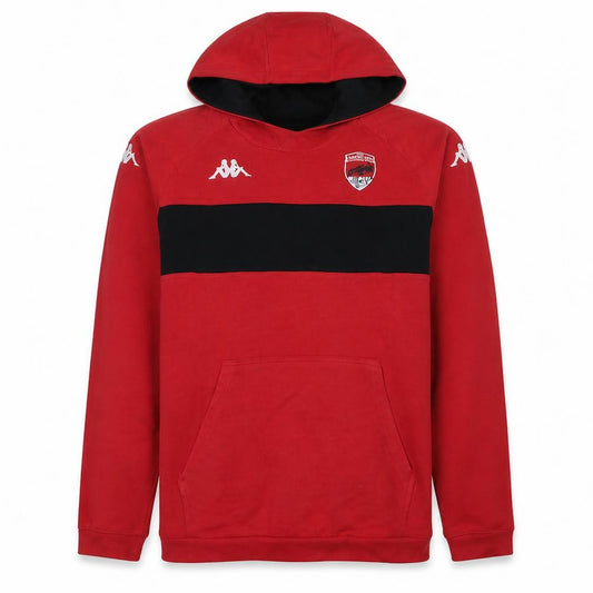 Front view of Kappa Men's Red Pullover Hoodie XL Rugby Logo Sportswear