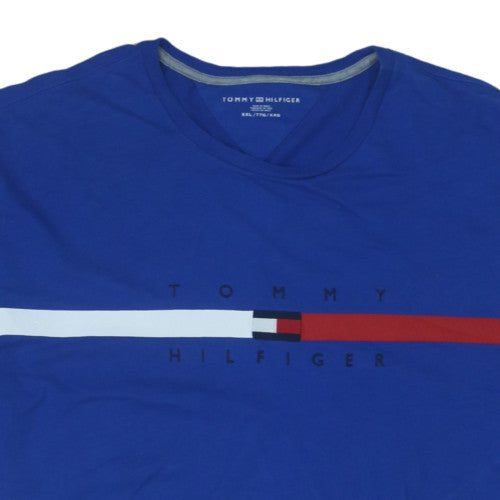 Tommy Hilfiger Men's Blue 2XL Cotton Crew Neck Graphic T-Shirt