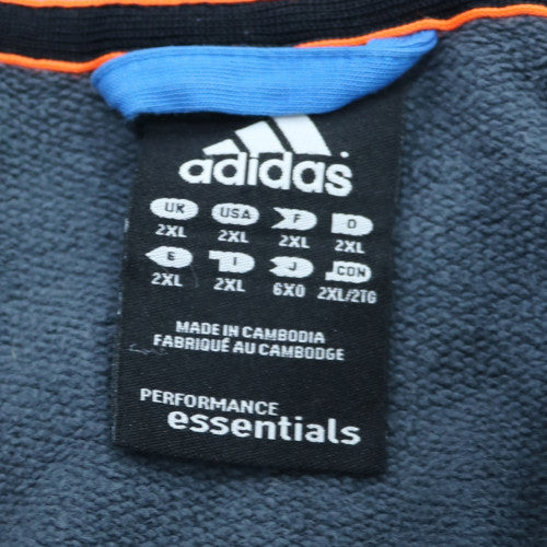 adidas Men Black Blue 2XL Full Zip Hoodie Sports Fleece