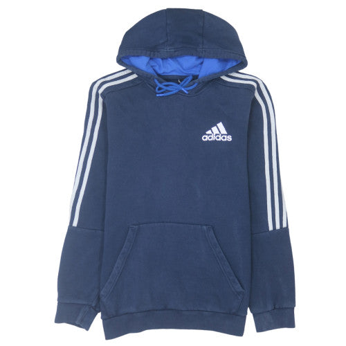 Adidas Men's Blue Pullover Hoodie Medium Classic 3-Stripes Style