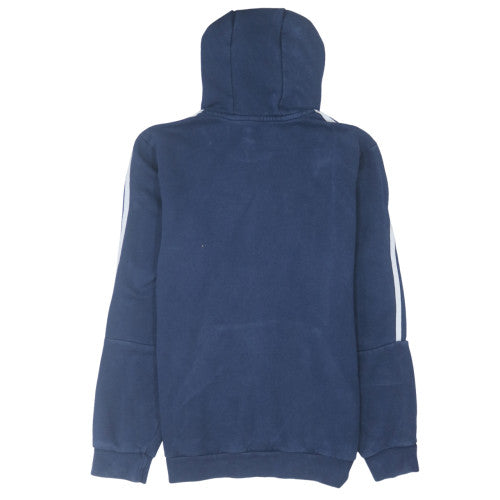 Adidas Men's Blue Pullover Hoodie Medium Classic 3-Stripes Style