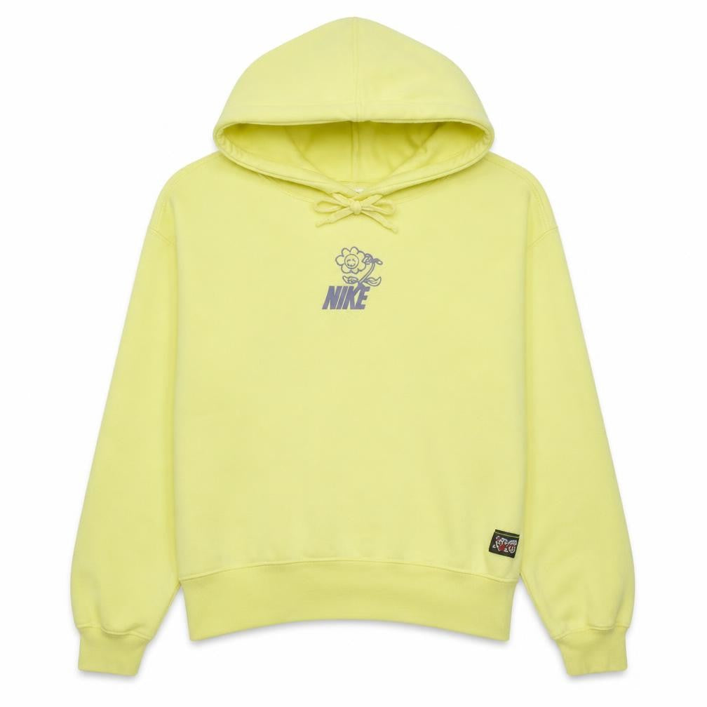 Front view of Nike Men’s Yellow Pullover Hoodie Small Graphic Print Fleece