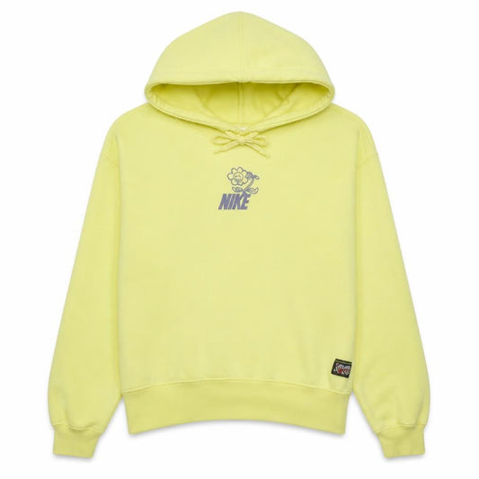 Front view of Nike Men’s Yellow Pullover Hoodie Small Graphic Print Fleece