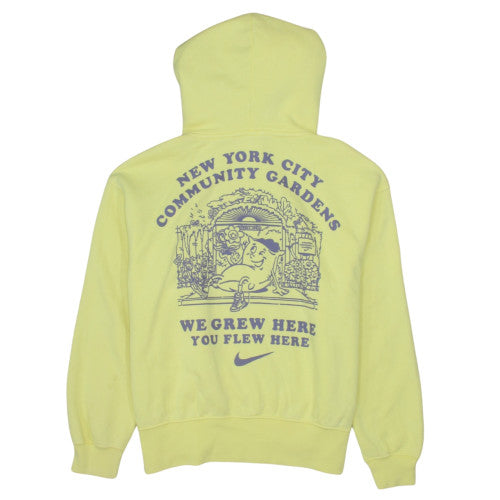 Nike Men’s Yellow Pullover Hoodie Small Graphic Print Fleece
